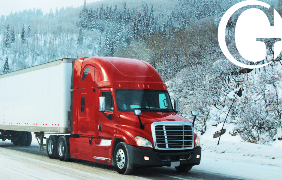 truck driving in snow