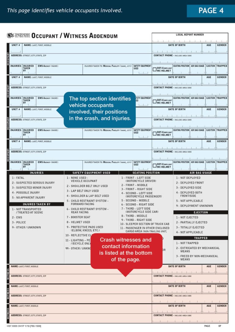 ohio traffic crash report example